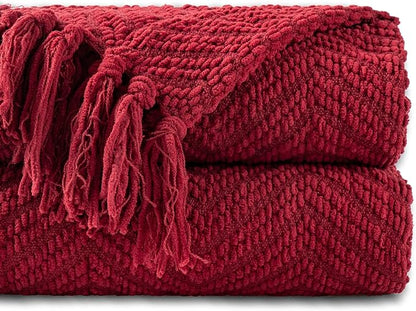 BATTILO HOME Christmas Decor Red Throw Blanket by BATTILOHOME