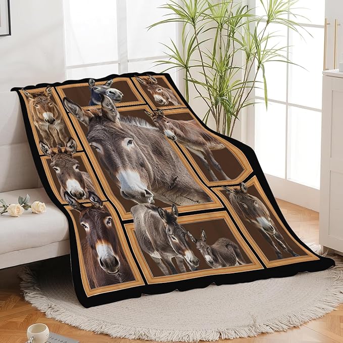 Donkey Blanket Donkey Throw Blanket Flannel Stuff Merch Cozy Decor Fleece Plush - Image 7