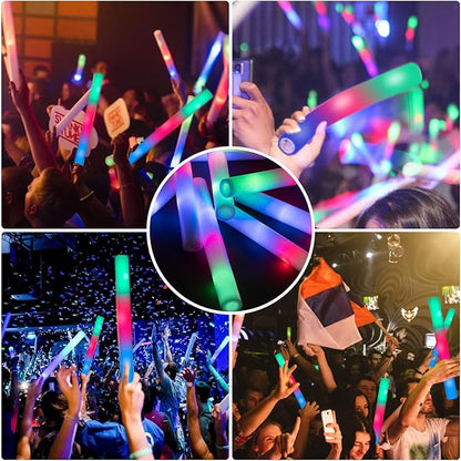 28PCS LED Foam Halloween Glow Sticks, Foam Light up Sticks Bulk Party Pack with 3Modes Colorful Flashing, Glow in The Dark Party Supplies for Parties, Wedding, Birthday, Raves,Concert, New Year
