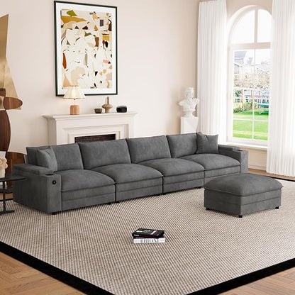 148.7" L Shaped Cloud Sofa Couch by Unknown