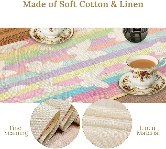 Rainbow Butterfly Table Runner Kids Girl Table Runner Girls Kids White - Image 4