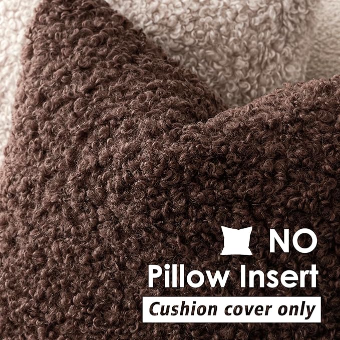 Foindtower 2 Pieces 26x26 Inch Red Brown, Faux Fur Throw Pillow Cover Accent - Image 3