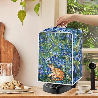 Cute Iris Cat Coffee Maker Cover – Dust Protection Stain Resistant Washable - Image 4