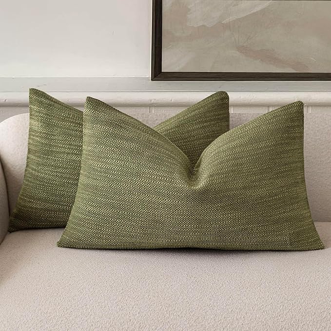 Foindtower Set of 2 Decorative Textured Burlap Linen Throw Pillow Covers by Foindtower