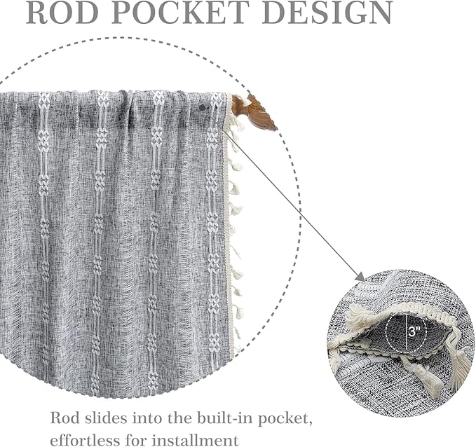 ColorBird Grey Curtains for Living Room 2 Panels Set, Linen Curtains 84 Inches - Image 4