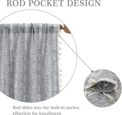 ColorBird Dark Grey Curtains for Bedroom, Linen Darkening Drapes 63 Inch Length - Image 4