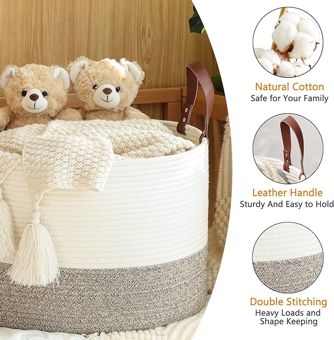 KAKAMAY Large Blanket Basket, Woven Baskets - Image 6
