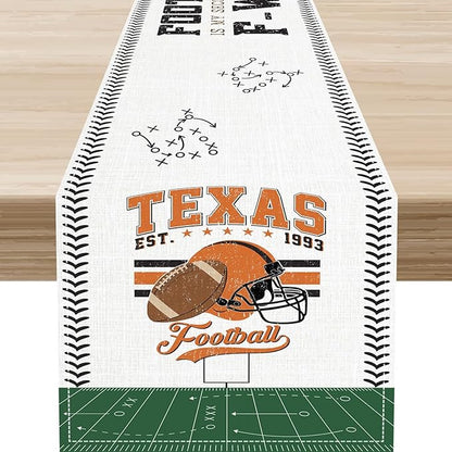 American Football Table Runner, Seasonal Rugby Boy Football Game Day Grass by Unknown