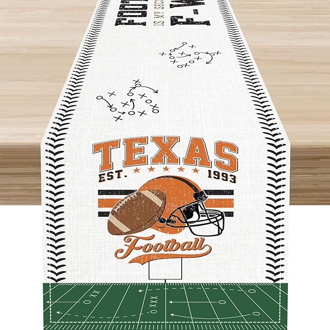 American Football Table Runner, Seasonal Rugby Boy Football Game Day Grass by Unknown