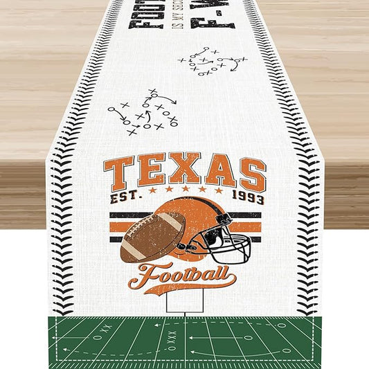 American Football Table Runner, Seasonal Rugby Boy Football Game Day Grass by Unknown