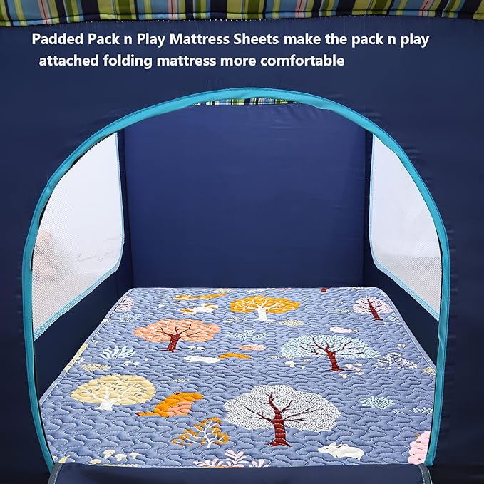 Padded Pack n Play Sheets Breathable Thick Pack and Play Mattress Protector - Image 5