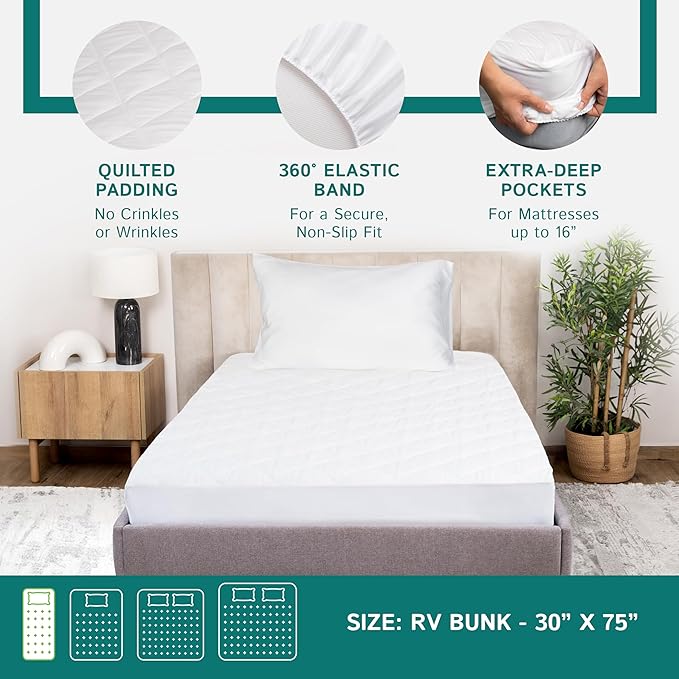 RV Bunk Size Waterproof Mattress Pad - Image 5