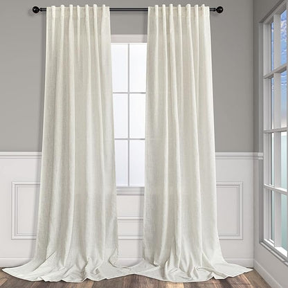 Ptialk Cream Linen Curtains 80 Inch Length by Pitalk