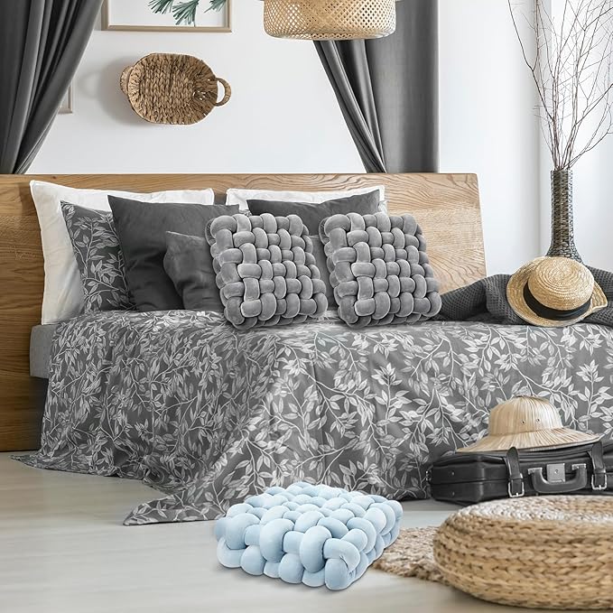 Wenqik 2 Pcs Knot Pillows Square Knotted Plush Throws Soft Accent Pillows - Image 6