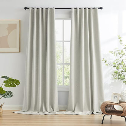 KEIQIAOSUOCAI Greyish Beige Linen Full Blackout Curtains 108 Inch Long 9 FT - Image 7