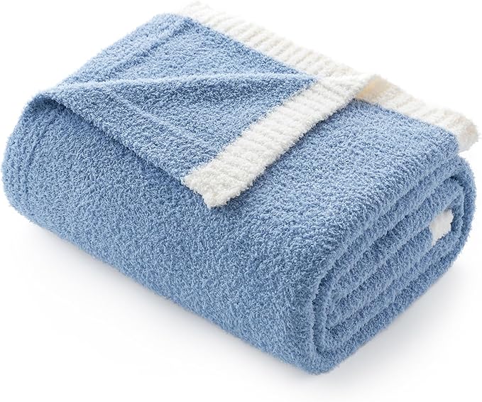 Snuggle Sac Blue Throw Blanket for Couch Bed Sofa 60x80 inches, Reversible Blue - Image 5