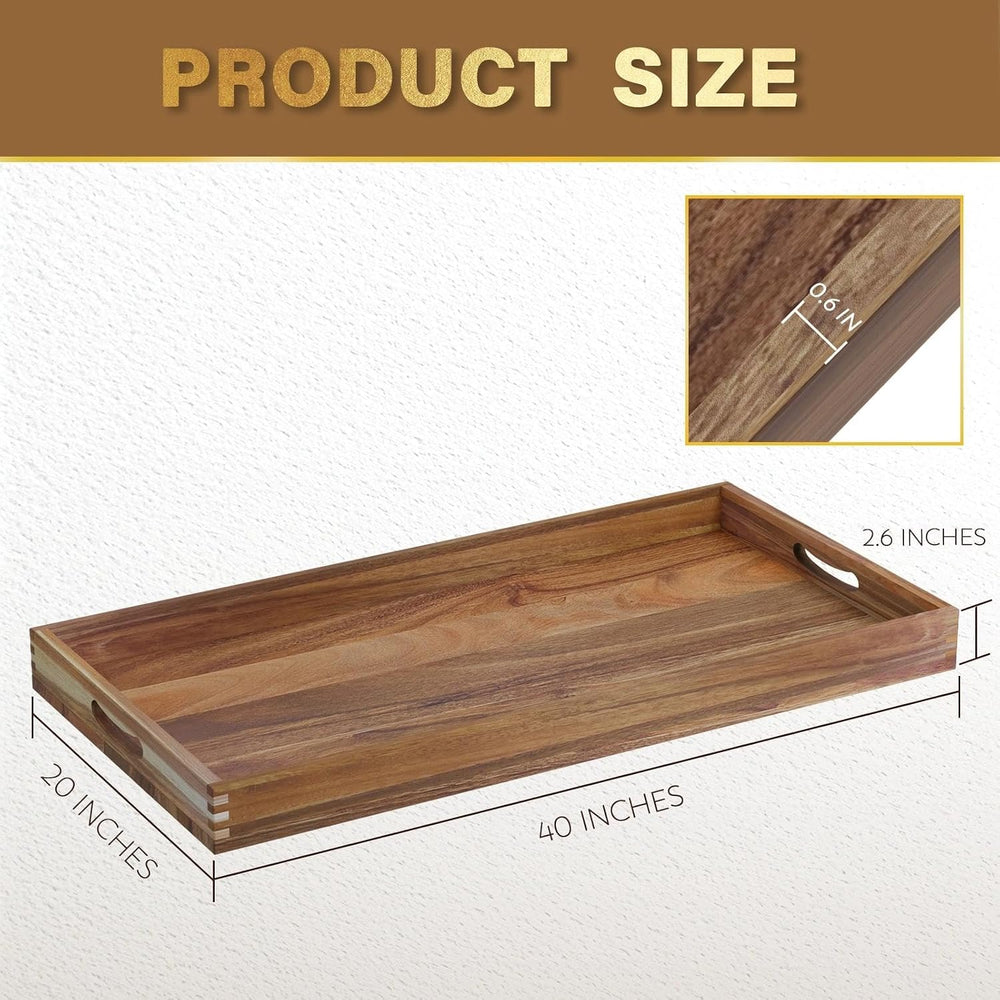 MAONAME Extra Large Ottoman Tray, 40 x 20 inches Acacia Wood Serving Tray