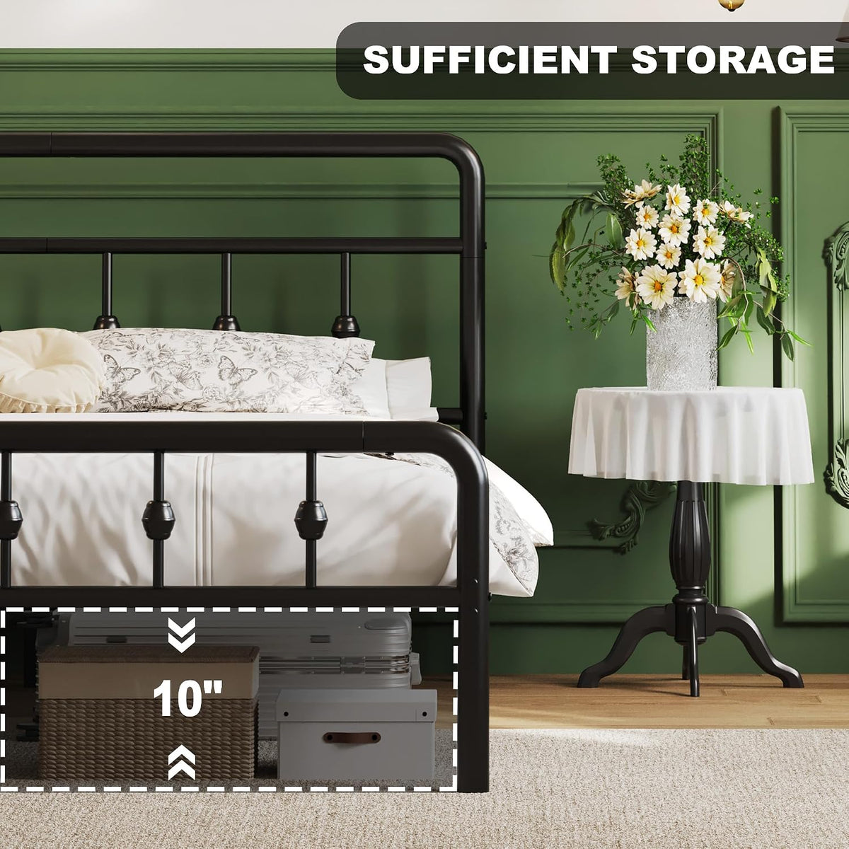 lutown-teen 12 inch twin bed frames with headboard, front angle view