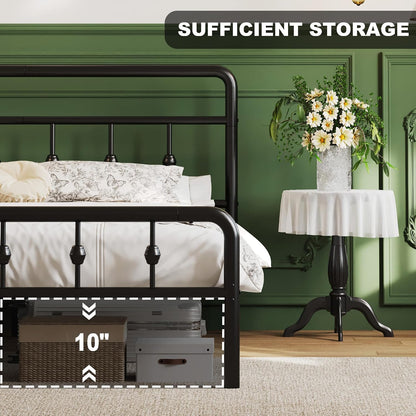 lutown-teen 12 inch twin bed frames with headboard, front angle view