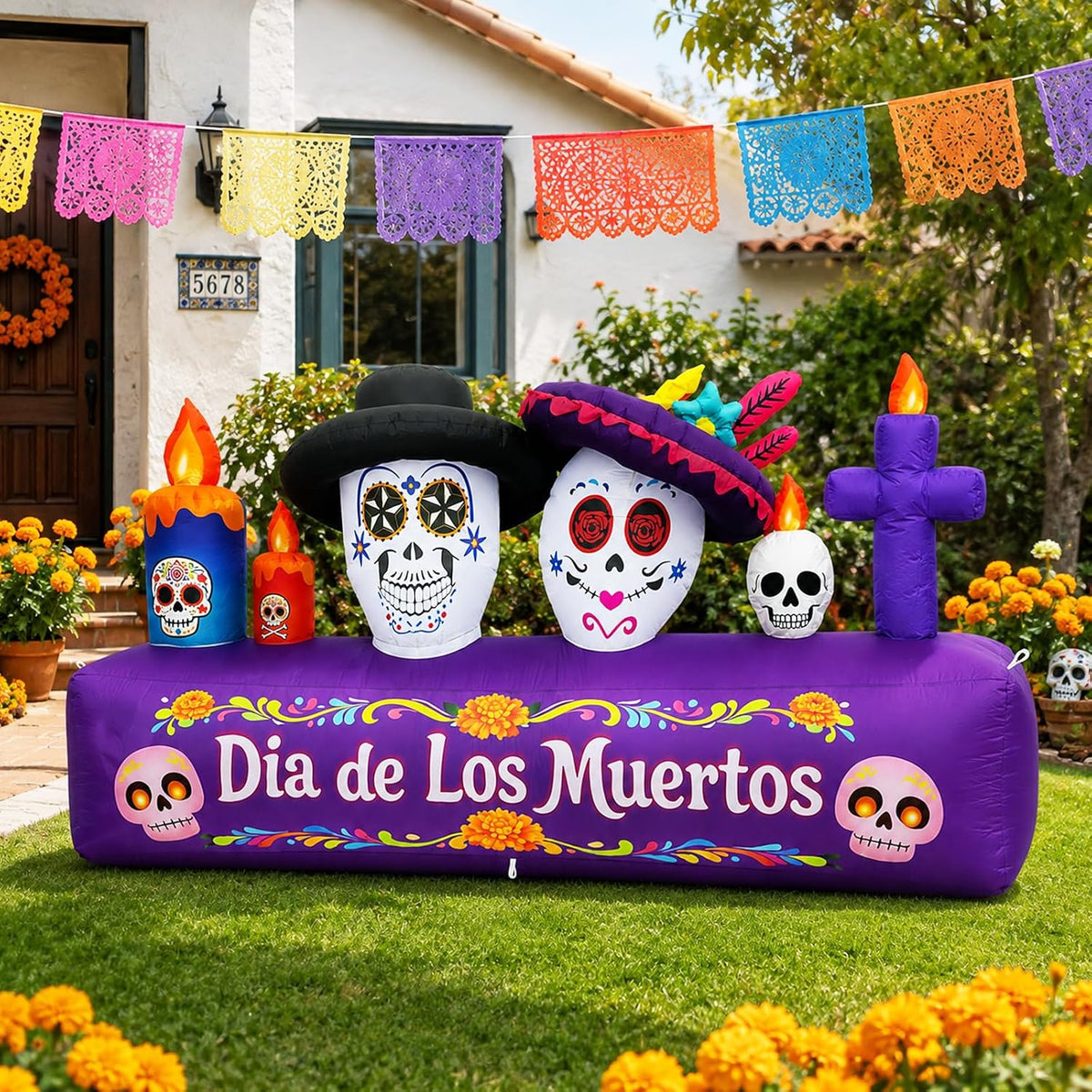 8ft dia de los muertos inflatable decorations, 6ft, main product view