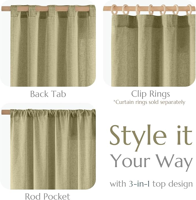 jinchan Linen Blend Curtains 90 inch Length 2 Panels - Image 5