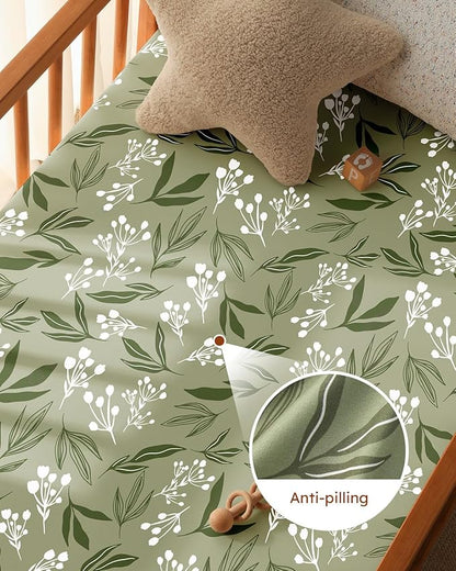 Baby Crib Sheets for Boys Girls, Breathable Soft Microfiber Baby Sheet Green & - Image 4