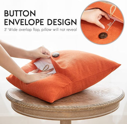 Phantoscope Pack of 2 Farmhouse Throw Pillow Covers Premium Coconut Button - Image 3