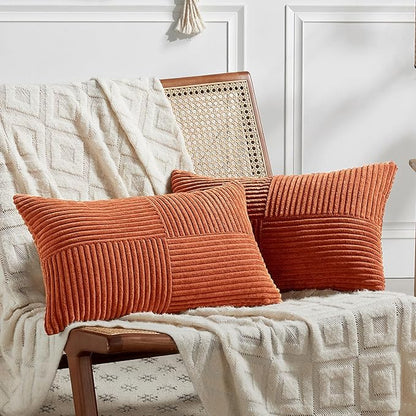 Fancy Homi 2 Packs Burnt Orange Lumbar Decorative Throw Pillow Covers 20x28 Inch by Fancy+Homi