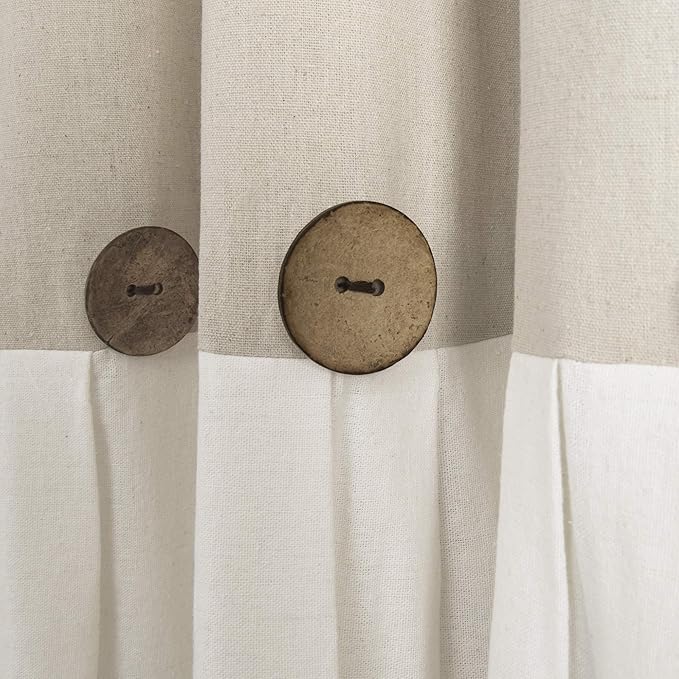 Lush Decor Linen Button Window Curtain Panel, Linen - Image 3