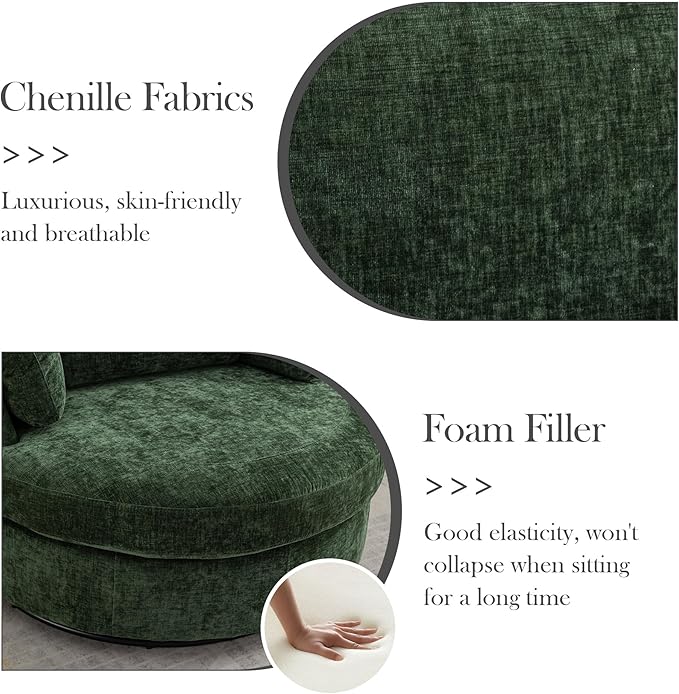 Aoiy & Wifon 42" W Oversized Swivel Accent Chair, Upholstered Round Barrel Chair - Image 4
