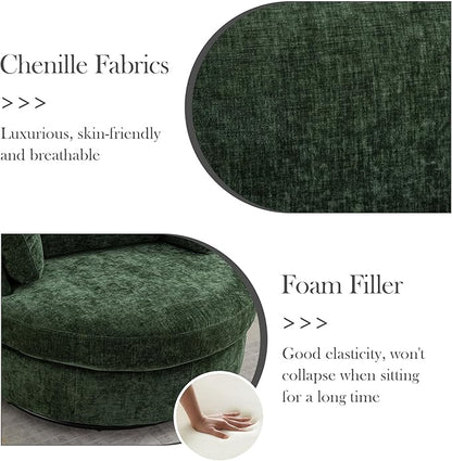 Aoiy & Wifon 42" W Oversized Swivel Accent Chair, Upholstered Round Barrel Chair - Image 4