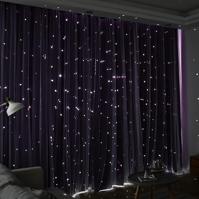 Kinryb Star Cutout Blackout 95 Inches Curtains Double Layer - Image 3