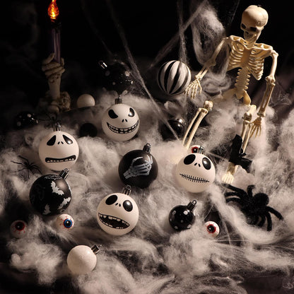 100Pcs Halloween Before Christmas Tree Ornaments Black & White Decorations