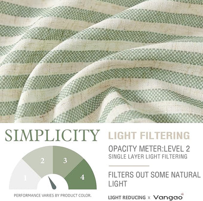 Vangao Stripe Farmhouse Kitchen Curtains 24 Inch Length Linen Cafe Curtains - Image 6