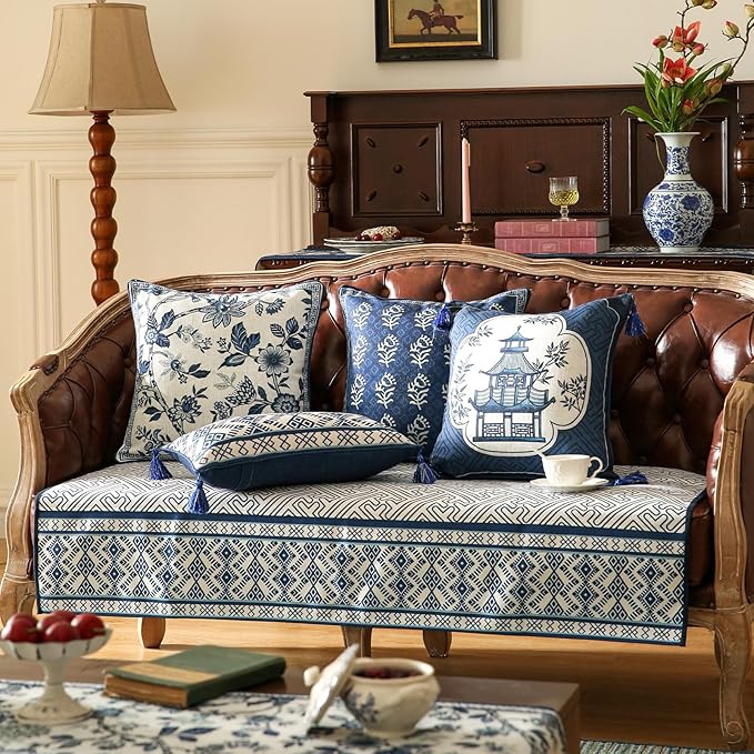 Chinoiserie Throw Pillow Covers Set of 2, Classic Chinoiserie Blue and White - Image 8