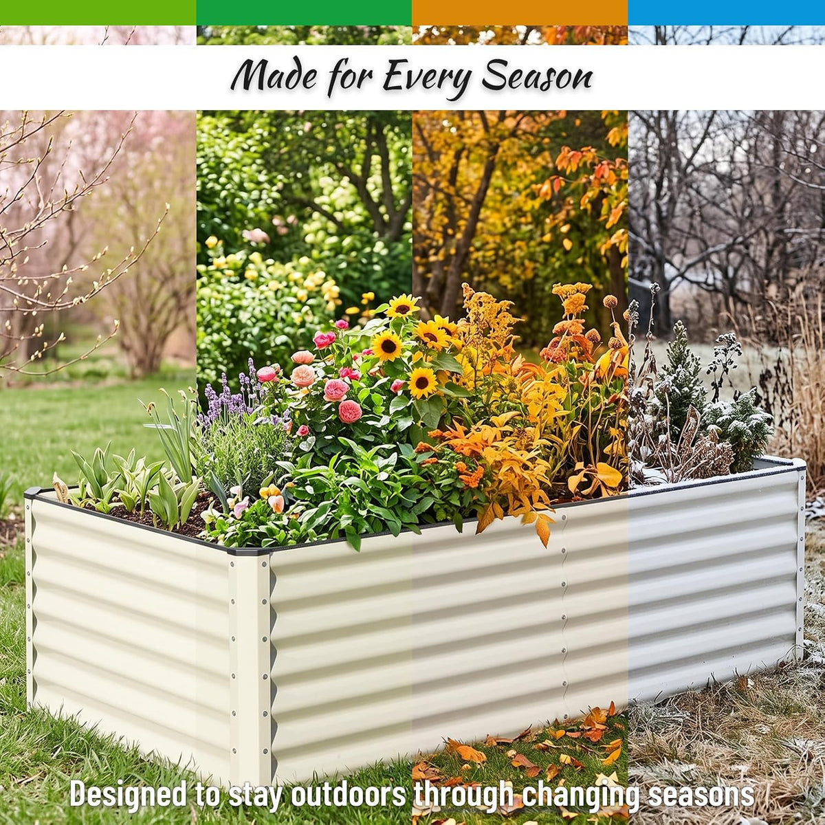 snugniture galvanized raised garden bed 6x3x2ft outdoor large, close-up detail