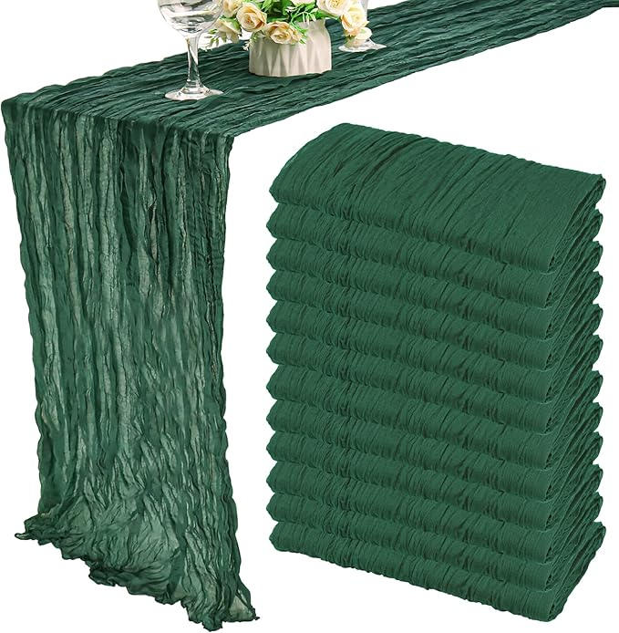 12 Pack 10Ft Cheesecloth Table Runner 35x120 Inch Boho Gauze Table Runner by Fivenl