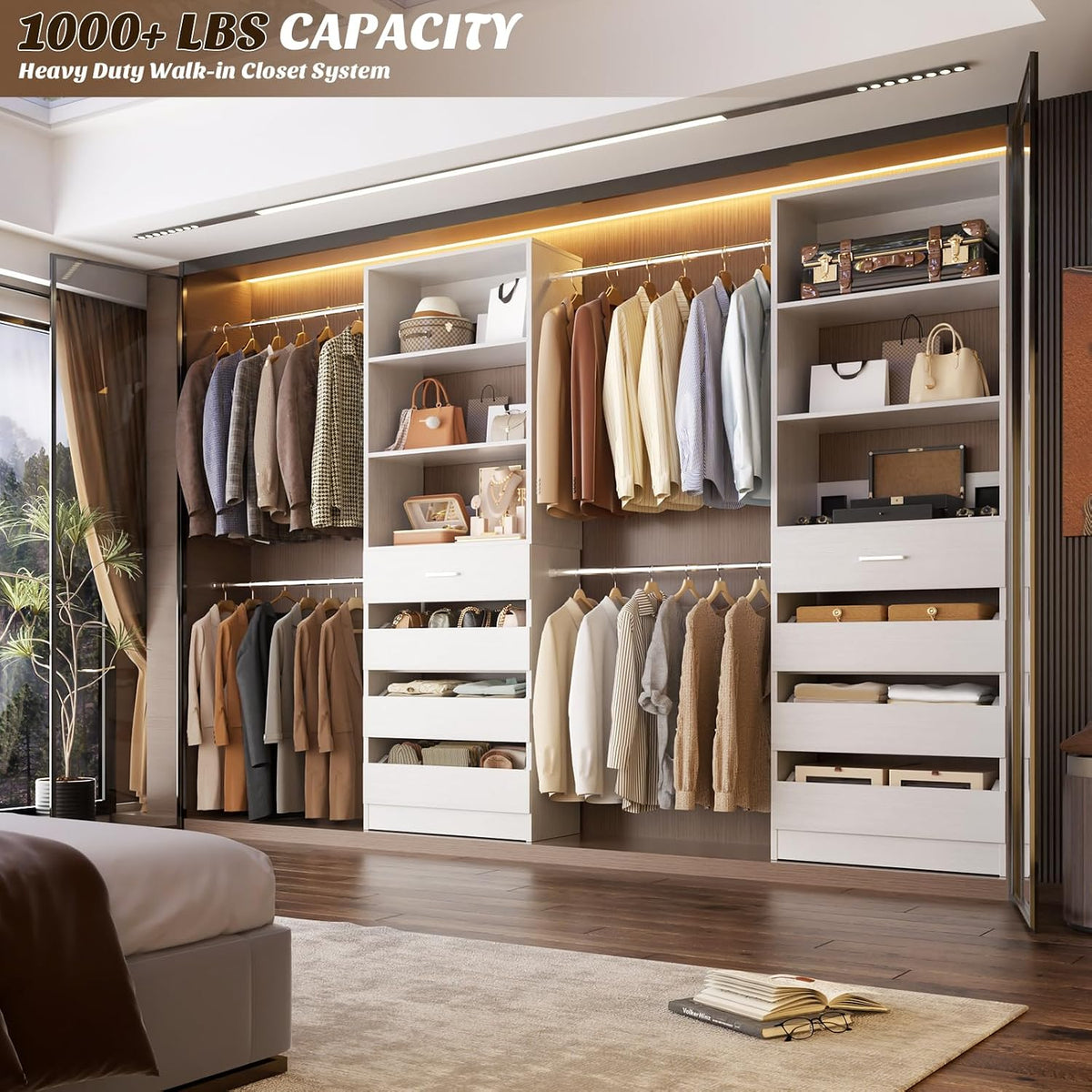aheaplus closet system, 4-9ft closet organizer with 4 shown in use