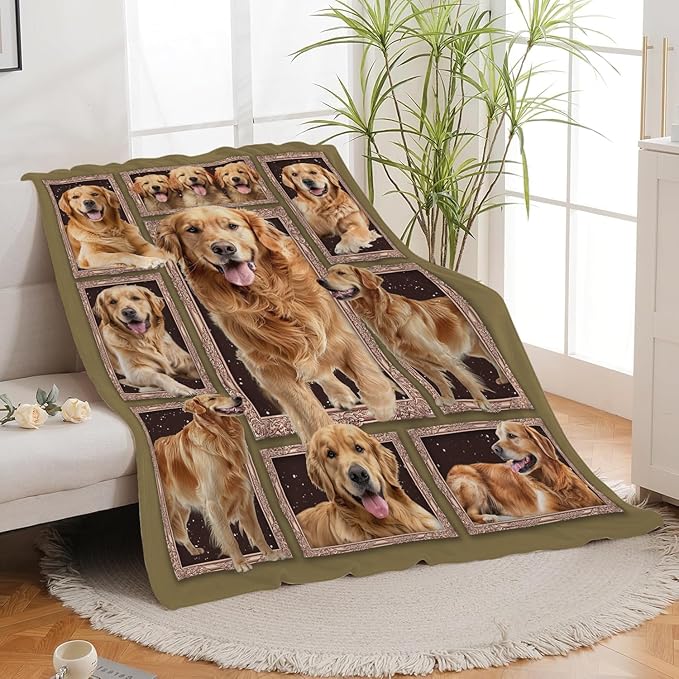 Golden Retriever Blanket Golden Retriever Throw Blanket Flannel Stuff Merch - Image 6