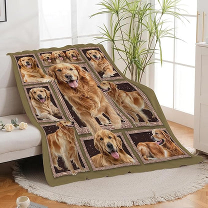 Golden Retriever Blanket Golden Retriever Throw Blanket Flannel Stuff Merch - Image 6