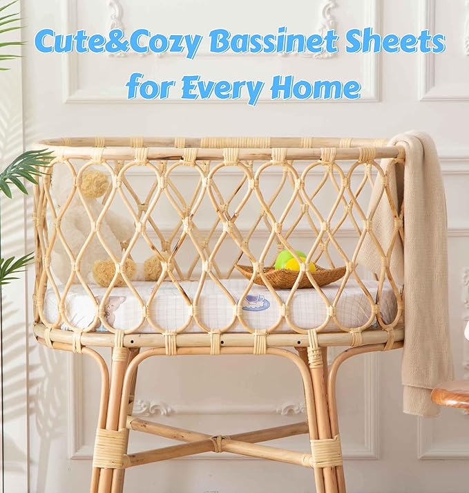 SDY Jersey Bassinet Sheets for Baby Girls, 32 "x 16 "x 4", Super Soft Breathable - Image 8