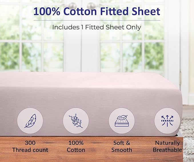 ROYALE LINENS 300 Thread Count 100% Long Staple Combed Cotton Fitted Sheet King - Image 4