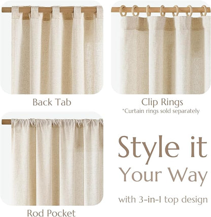 jinchan Linen Blend Closet Curtains 63 Inches Length 2 Panels - Image 5