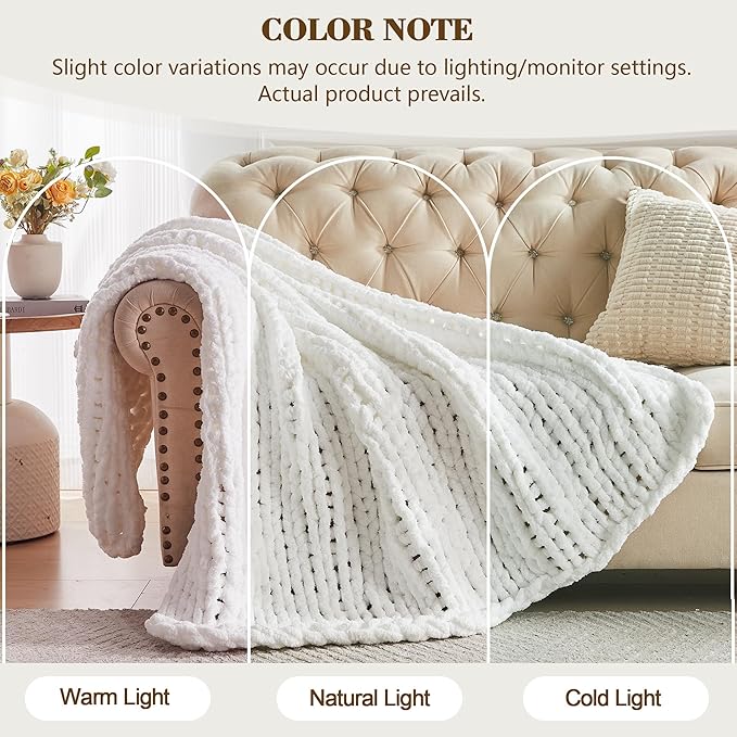 Carriediosa Chunky Knit Throw Blanket 60" X 80" Twin, 100% Hand Made Large - Image 2