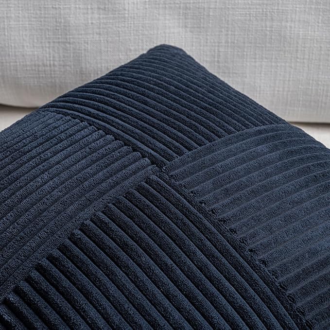 Fancy Homi Set of 2 Navy Blue Boho Long Lumbar Body Decorative Throw Pillow - Image 3