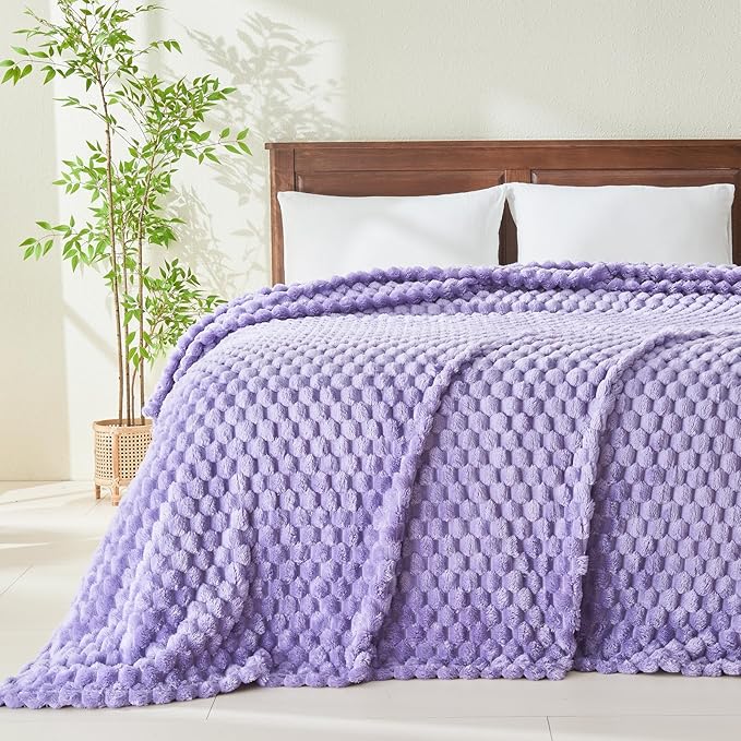 NEWCOSPLAY Super Soft King Blanket Lavender Premium Silky Flannel Fleece 3D - Image 2