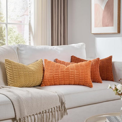 Fancy Homi Set of 4 Burnt Orange Fall Long Lumbar Rectangle Decorative Throw by Fancy+Homi