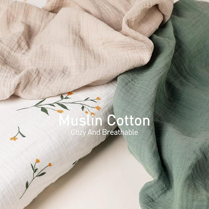 Gllquen Baby Muslin Bassinet Sheets 3 Pack, Breathable Elastic Cozy Fitted - Image 4