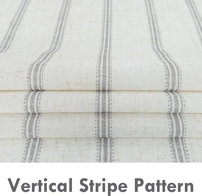 DriftAway Farmhouse Vertical Striped Linen Blend Textured Light Filtering Semi - Image 4