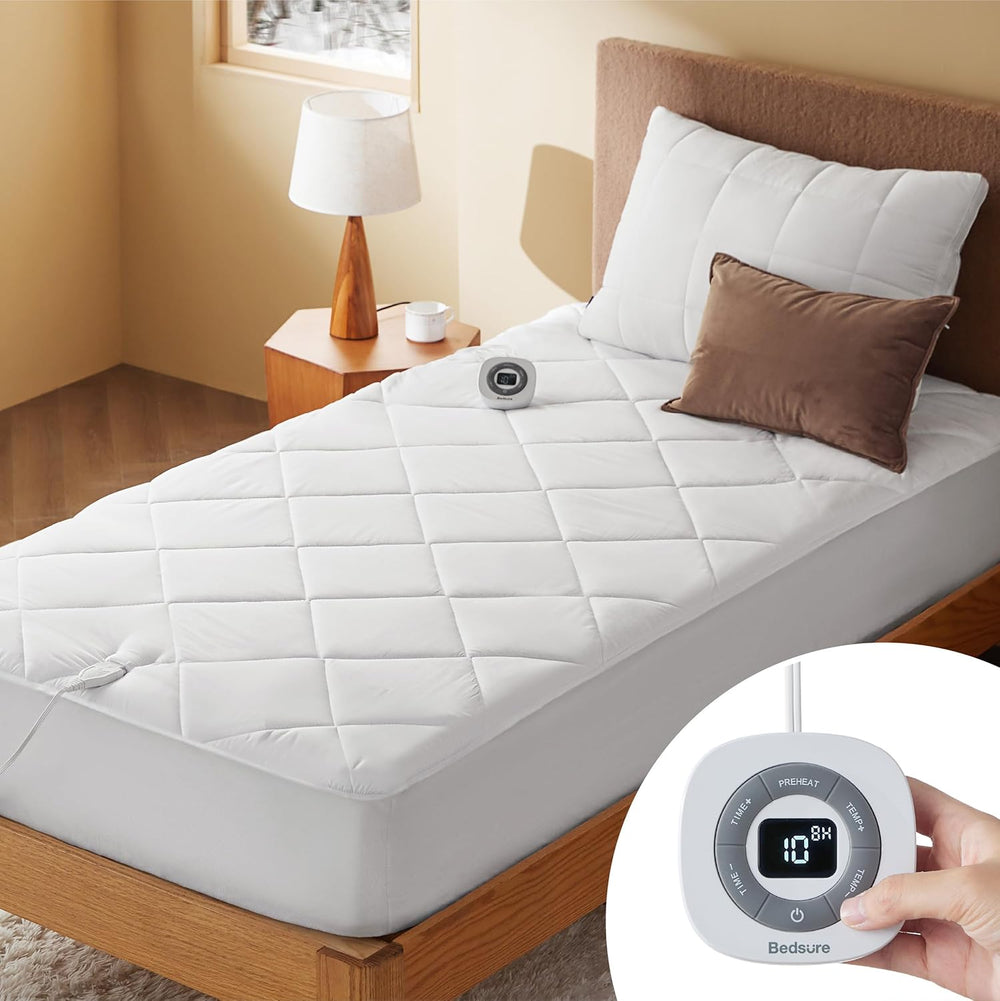 Bedsure Heated Mattress Pad Full, Bed Warmer with Preheat & Memory Function